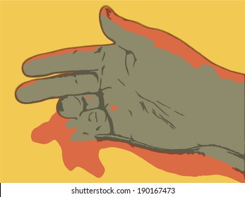 Colorful hand playing.