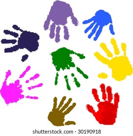 Colorful Hand Prints Stock Vector (Royalty Free) 30190918 | Shutterstock