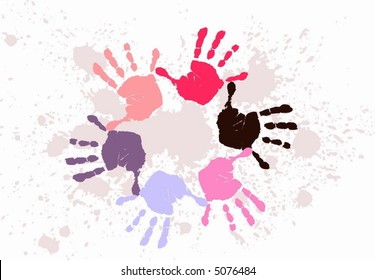 A  colorful hand prints
