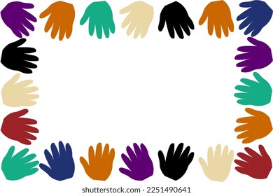 La mano coloreada imprime el fondo.Marco para el texto