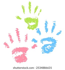 Bunte Handdrucke Crayon Vektor Kunst Illustration