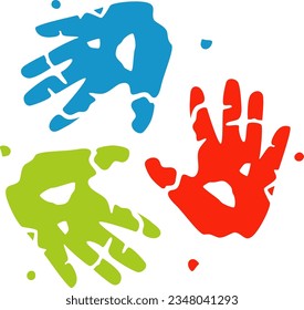 Colorful hand prints painted vector illustration