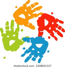 Colorful hand prints painted vector illustration