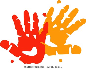 Colorful hand prints painted vector illustration