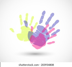 Colorful hand prints vector