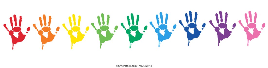 Colorful Hand prints vector