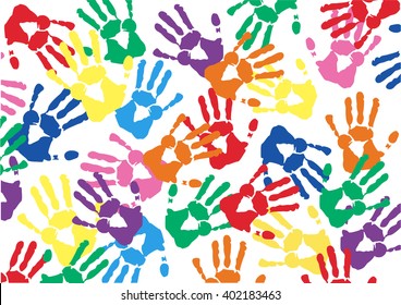 Colorful Hand prints vector