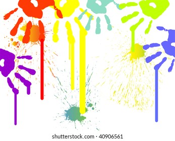 colorful hand prints - vector