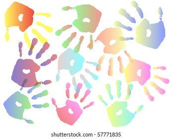 colorful hand prints - vector