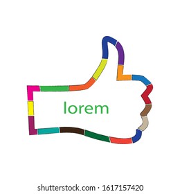 colorful hand thumbs vector isolated on white. like symbol icon