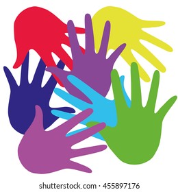 Colorful Hand Up. Vector Illustration