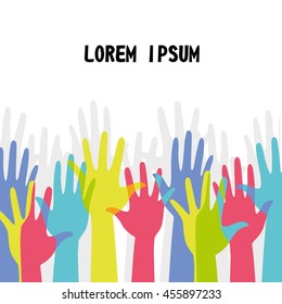 Colorful Hand Up. Vector Illustration