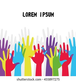 Colorful Hand Up. Vector Illustration