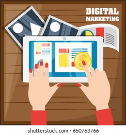 colorful hand using tablet and doing online payments