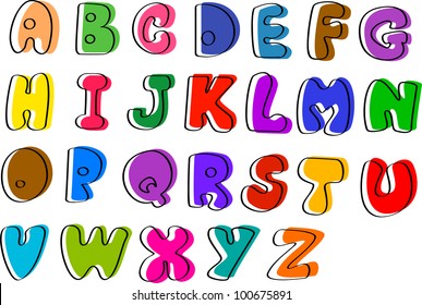 Colorful hand written ABC letters from A to Z, vector