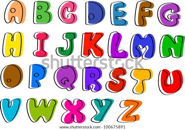 Colorful Hand Written Abc Letters Z Stock Vector Royalty