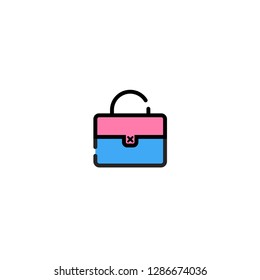 Colorful handbag flat vector icon isolated on a white background.