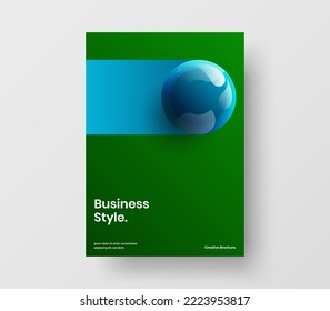 Colorful handbill A4 design vector concept. Simple 3D spheres company brochure template.