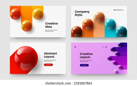 Colorful handbill design vector layout composition. Premium realistic spheres booklet illustration collection.