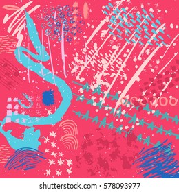 Colorful handdrawn abstract background. Vector illustration.