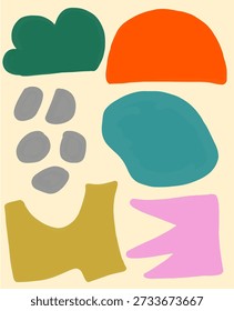 Colorful Hand-Drawn Abstract Forms Composition