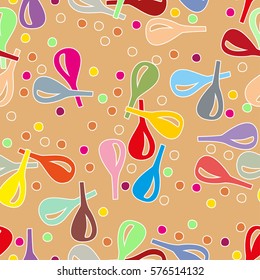 Colorful hand-drawn abstract seamless pattern on beige background. Pattern can be used for fabric, wallpaper or wrapping paper.
