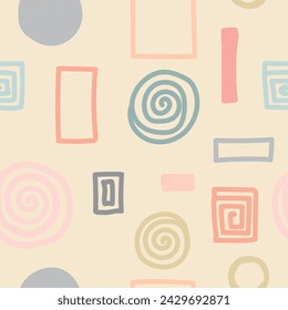 Colorful hand-drawn abstract seamless patterns