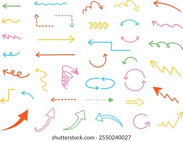 Colorful hand-drawn arrow illustration set