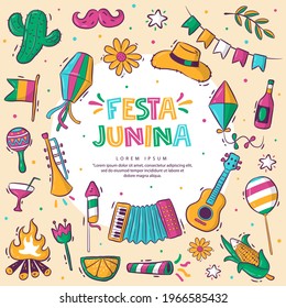 Colorful Hand-drawn collection festa Junina