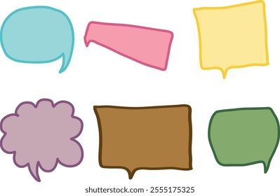 Colorful Hand-Drawn Doodle Speech Bubble Set for Creative Design