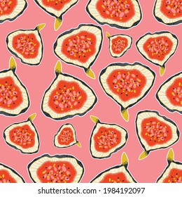 Colorful hand-drawn figs in a seamless pattern. Vector bright background.