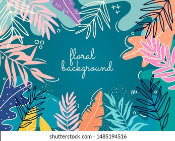 Colorful hand-drawn floral botanical background