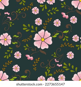 Flores dibujadas a mano en colores sin fisuras para tejidos y papel pintado
