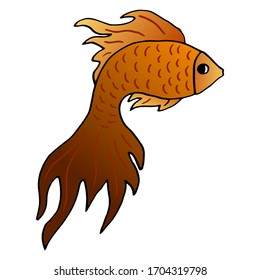 Colorful hand-drawn goldfish, doodle vector. Suitable for tattoo, design, brand logo, badge, t-shirts, printed cups cards