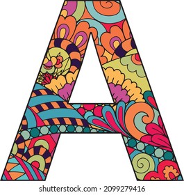 Colorful Handdrawn Mandala Alphabet Coloring Page Stock Vector (Royalty ...