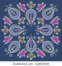colorful handdrawn mandala with paisley