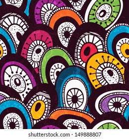 Colorful  hand-drawn pattern. Abstract seamless background. EPS 10 vector illustration.