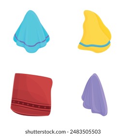 Colorful handkerchief icons set cartoon vector. Various cotton handkerchief. Personal hygiene item