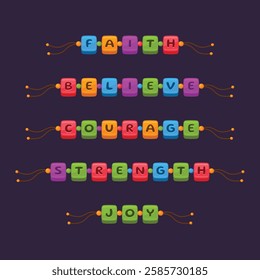Colorful Handmade Friendship Bracelet Set. Vector