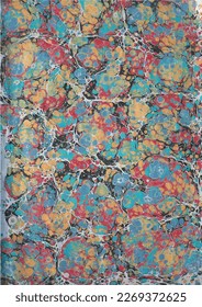Colorful handmade marble background. Traditional Turkish technique. Painting on water followed by printing on paper. Vector illustration
