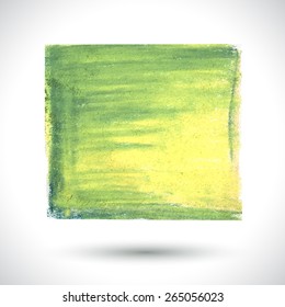 Colorful handmade texture. Art brush. Freehand  blot. Business creative label. Decoration green stroke. Paint smear.