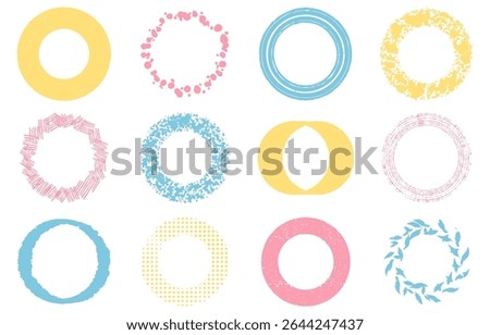 Colorful hand-painted circular frame set