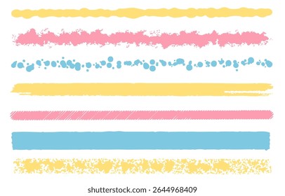 Colorful hand-painted style brush line set