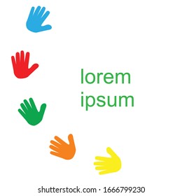 colorful handprint icon isolated on white background. vector illustration. design for logo.