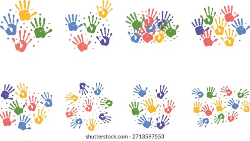 A colorful handprint vector with vibrant tones and a playful, creative style.
