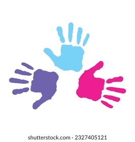 Colorful Handprints Cute Vector Illustration