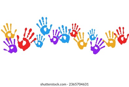 colorful handprints isolated on white background