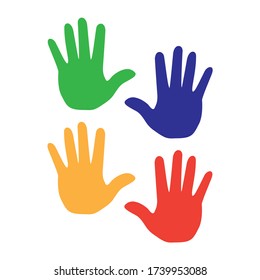 Vector de huellas coloridas aislado en fondo blanco.