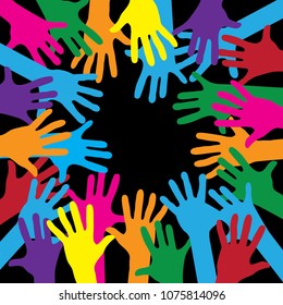 colorful hands, background