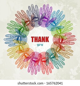 Colorful hands background. EPS 10